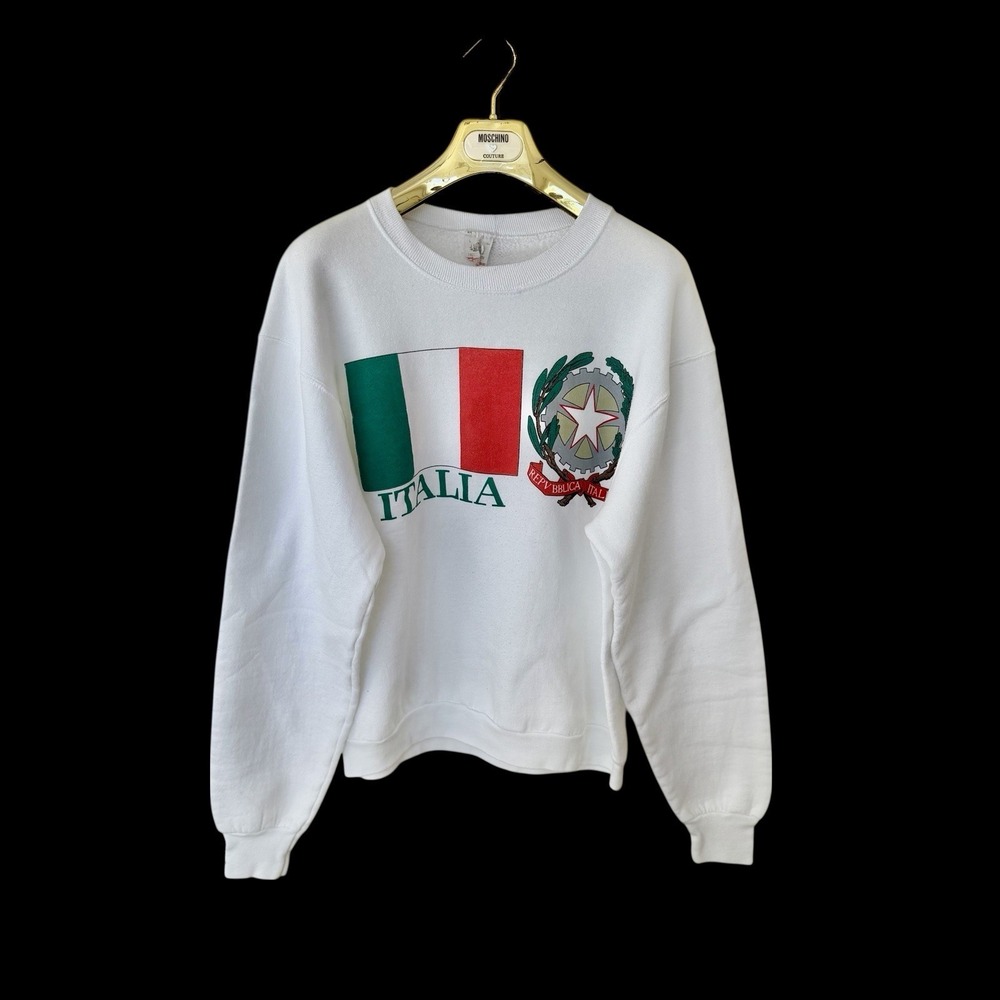 Vintage Italia Pullover Sweatshirt Sz Large Cotton Crewneck Distressed Italy
